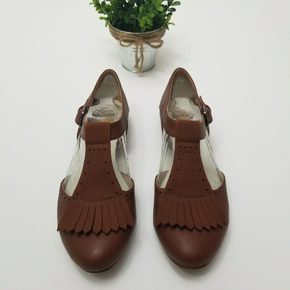 Naturalizer "Lia" Mary Janes Brown Dress Flats - Picture 2 of 8
